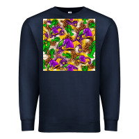 Navy Mardi Gras jester had and crawfish with leopard pa Premium Sweatshirt - HowdyJamesFarm