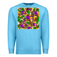 Ocean Blue Mardi Gras jester had and crawfish with leopard pa Premium Sweatshirt - HowdyJamesFarm