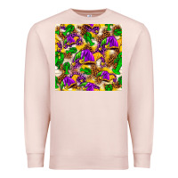 Pale Pink Mardi Gras jester had and crawfish with leopard pa Premium Sweatshirt - HowdyJamesFarm
