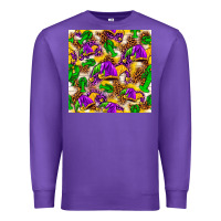 Purple Mardi Gras jester had and crawfish with leopard pa Premium Sweatshirt - HowdyJamesFarm