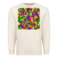 Sandshell Mardi Gras jester had and crawfish with leopard pa Premium Sweatshirt - HowdyJamesFarm