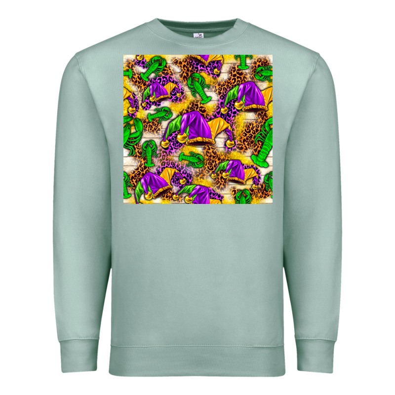 Mardi Gras Jester Had And Crawfish With Leopard Pa Premium Sweatshirt by HowdyJamesFarm | Teevron