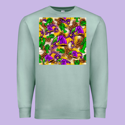 Mardi Gras Jester Had And Crawfish With Leopard Pa Premium Sweatshirt Designed By Howdyjamesfarm