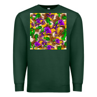 Sports Green Mardi Gras jester had and crawfish with leopard pa Premium Sweatshirt - HowdyJamesFarm