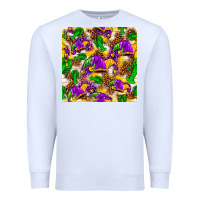 White Mardi Gras jester had and crawfish with leopard pa Premium Sweatshirt - HowdyJamesFarm
