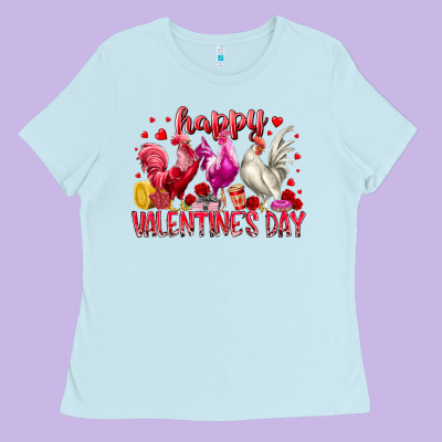 Happy Valentines Day Ladies Tee Designed By Racoondesign