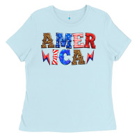 Baby Blue america thunderbolt Ladies Tee - HRA Design Shop