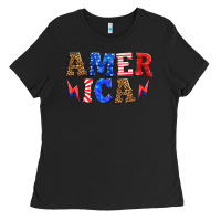 Black america thunderbolt Ladies Tee - HRA Design Shop