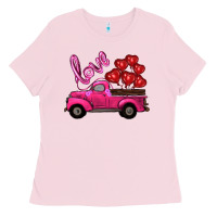 Bubblegum Pink valentines day turck with balloons Ladies Tee - RanaPortraitStore