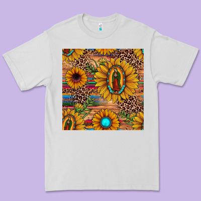 Our Lady Of Guadalupe Sunflower  Seamless Pattern Premium Tee Designed By Jahusdesignshop