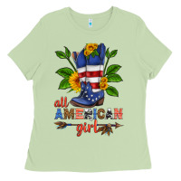 Matcha all american girl cowboy boot with sunflower Ladies Tee - HRA Design Shop
