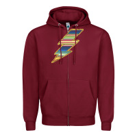 Burgundy Yellow Aztec Patterned Lightning Zipper Hoodie - Bettercallsaul