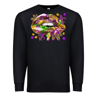 Black Mardi Gras lips Premium Sweatshirt - HowdyJamesFarm