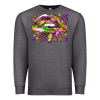 Charcoal Heather Mardi Gras lips Premium Sweatshirt - HowdyJamesFarm