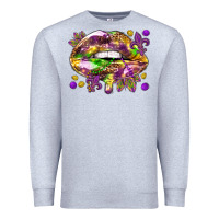 Heather Grey Mardi Gras lips Premium Sweatshirt - HowdyJamesFarm