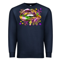 Navy Mardi Gras lips Premium Sweatshirt - HowdyJamesFarm