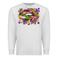 Oatmeal Heather Mardi Gras lips Premium Sweatshirt - HowdyJamesFarm