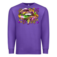 Purple Mardi Gras lips Premium Sweatshirt - HowdyJamesFarm