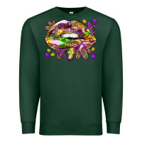 Sports Green Mardi Gras lips Premium Sweatshirt - HowdyJamesFarm