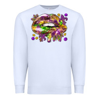 White Mardi Gras lips Premium Sweatshirt - HowdyJamesFarm