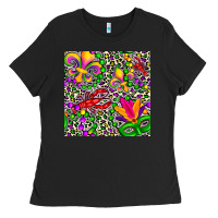 Black mardi gras crawfish leopard  seamless pattern Ladies Tee - FaDigitalArtStudio
