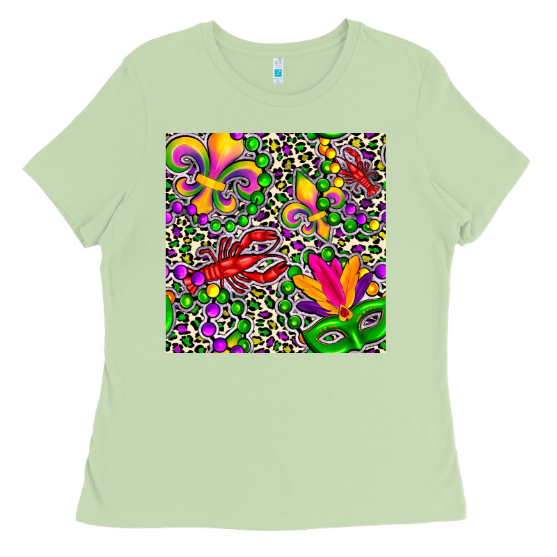 Mardi Gras Crawfish Leopard  Seamless Pattern Ladies Tee by FaDigitalArtStudio | Teevron