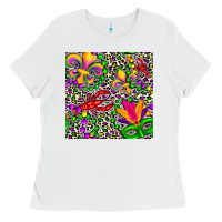 White mardi gras crawfish leopard  seamless pattern Ladies Tee - FaDigitalArtStudio