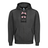 Charcoal Heather Pink Flower Mom Skull Zipper Hoodie - Bettercallsaul