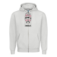 Dove Grey Pink Flower Mom Skull Zipper Hoodie - Bettercallsaul