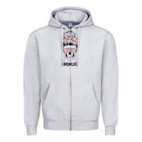 Heather Grey Pink Flower Mom Skull Zipper Hoodie - Bettercallsaul
