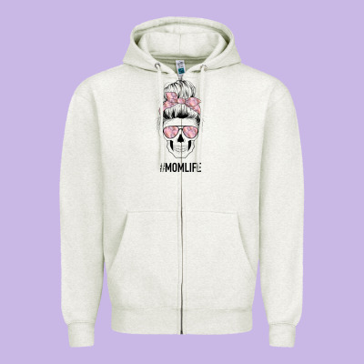 Pink Flower Mom Skull Zipper Hoodie Designed By Bettercallsaul