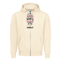 Sandshell Pink Flower Mom Skull Zipper Hoodie - Bettercallsaul