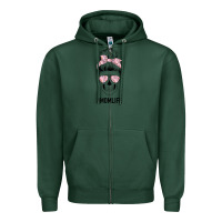 Sports Green Pink Flower Mom Skull Zipper Hoodie - Bettercallsaul