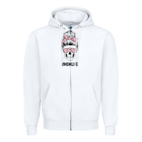 White Pink Flower Mom Skull Zipper Hoodie - Bettercallsaul