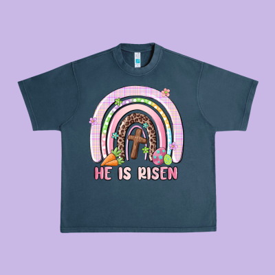 He Is Risen Easter Rainbow Urban Heavy Tee Designed By Maliassmallbusiness