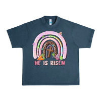 Midnight Navy he is risen easter rainbow Urban Heavy Tee - MaliasSmallBusiness