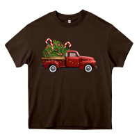 Chocolate Brown christmas trees truck Heavy Core Tee - FaDigitalArtStudio