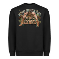 Black whose bed have your boots under cowboy western Heavyweight Sweatshirt - NancyCooperArtShop