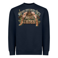 Navy whose bed have your boots under cowboy western Heavyweight Sweatshirt - NancyCooperArtShop
