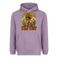 Lavender Welcome to the wild west Cowboy boots Heavyweight Hoodie - HowdyJamesFarm