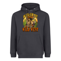 Smoke Welcome to the wild west Cowboy boots Heavyweight Hoodie - HowdyJamesFarm