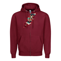 Burgundy Western Aztec Pattern Lightning Zipper Hoodie - Bettercallsaul