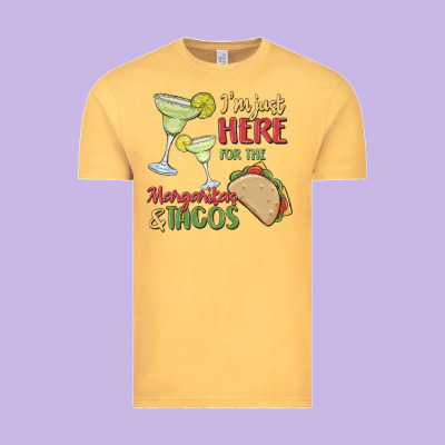 I'm Here For The Margaritas And Tacos Vintage Tee Designed By Maliassmallbusiness