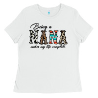 White being nana makes my life complate Ladies Tee - CowhideDigitalArt