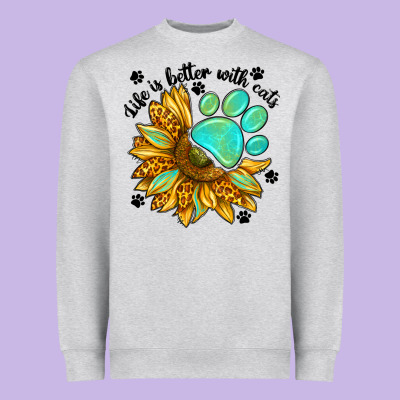 Life Is Better With Cats Heavyweight Sweatshirt Designed By Nancycooperartshop