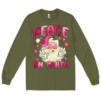 Army Green peace on earth Long Sleeve Tee - MaliasSmallBusiness
