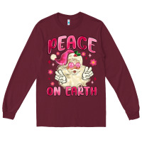 Burgundy peace on earth Long Sleeve Tee - MaliasSmallBusiness
