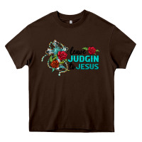 Chocolate Brown leave judgin to jesus Heavy Core Tee - BarkalooDesign