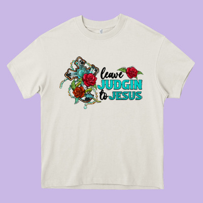 Leave Judgin To Jesus Heavy Core Tee Designed By Barkaloodesign