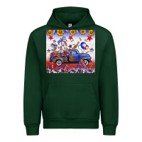 Forest Green Fourth Of July Truck American Flag Urban Hoodie - FaDigitalArtStudio